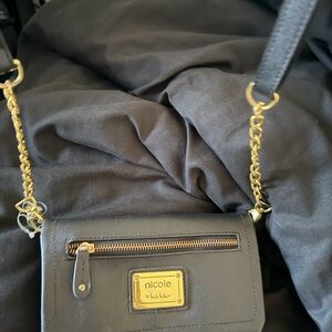 Nicole Black Crossbody Bag with Gold Chain